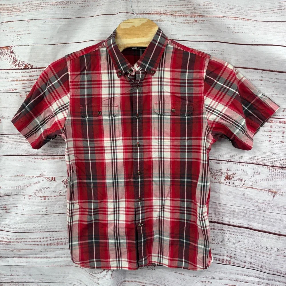 The North Face Shirt Mens Large Plaid Short Sleeve Button‎ Up Hiking Outdoors